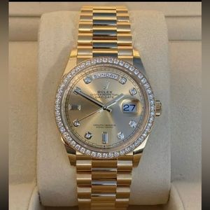Rolex Gold Day Date President Factory Diamond Dial and Bezel Watch Unworn Mint